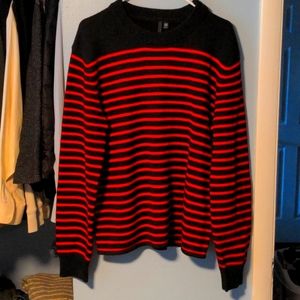 Joe's Jeans Crewneck w/ Button Black/Red Sweater